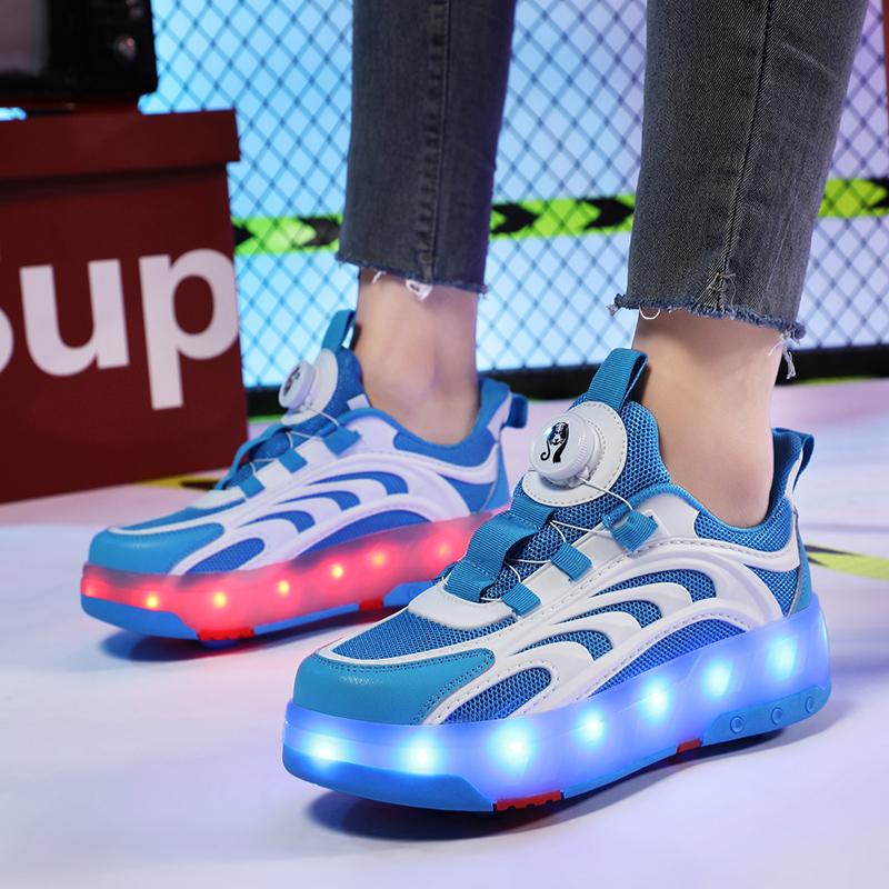 TUINANLE Детская обувь для роликовых коньков с зарядкой через USB, детские кроссовки с автоматической светодиодной подсветкой и мигающей подсветкой для мальчиков и девочек
