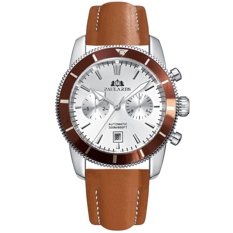 Paulareis Полностью автоматические механические многофункциональные часы с ночным светом и сетчатым стальным ремнем, мужские часы Super Ocean, автоматические часы