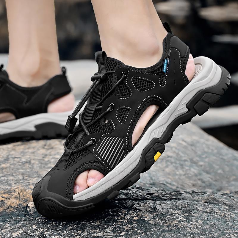 Summer Outdoor Shoes Beach Shoes Men's Bag Head Sandals, Breathable Mesh Men's Shoes Non-slip Walking Shoes Casual Shoes Trendy Shoes