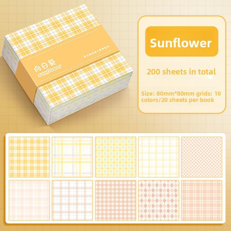 Simple Grid Square Notes Non-sticky Journal Diary Message Scrapbook Material Decorative Backing Paper Back To School Memo Pad