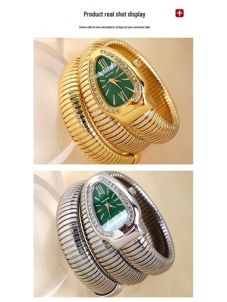 Женский модный браслет в форме змеи с кварцевыми часами - Креативный хип-хоп стиль