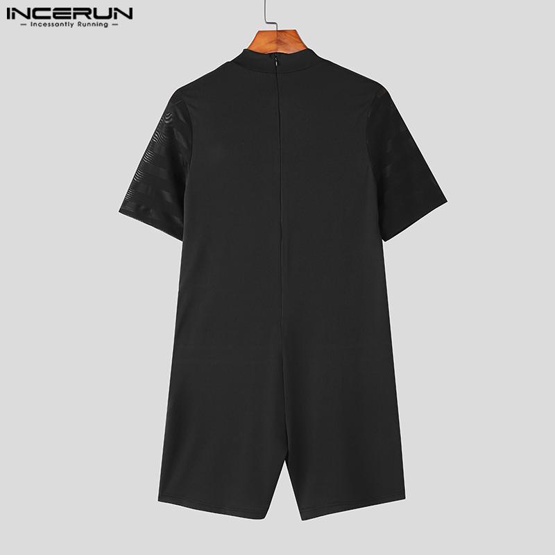 INCERUN Мужские комбинезоны с коротким рукавом, сетчатыми вставками, для сна, пижамы, домашняя одежда