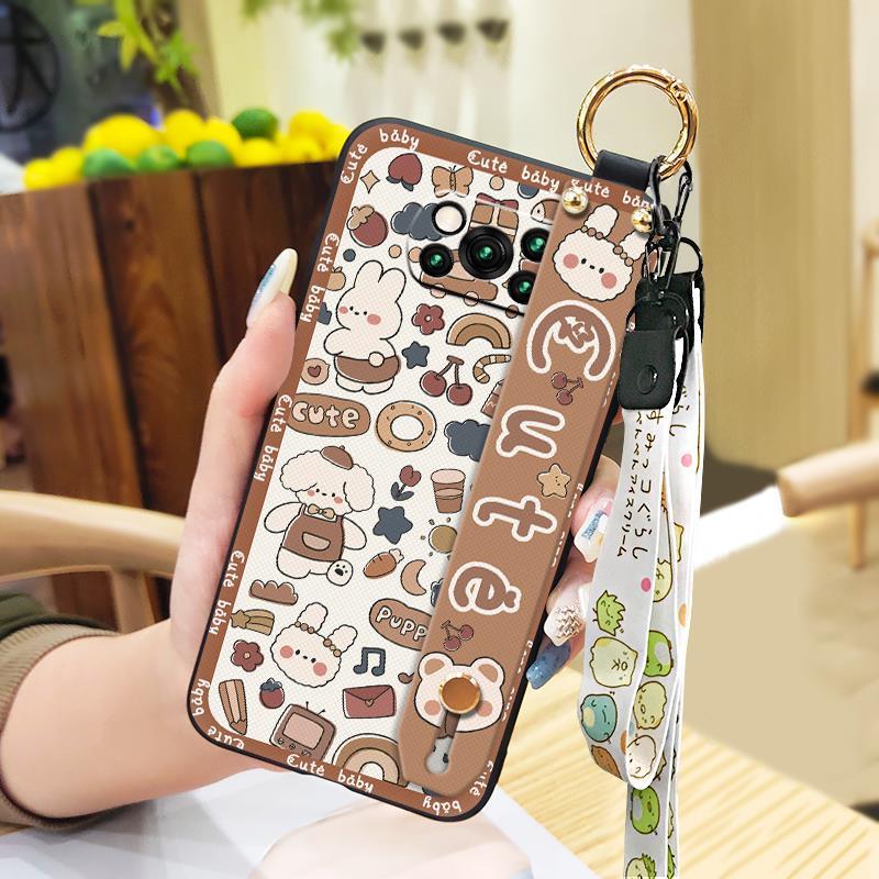 Dirt-resistant Wrist Strap Phone Case For Xiaomi Poco X3 NFC/X3 Pro Durable Cartoon Shockproof Waterproof Protective
