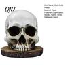 Durable Resin Knife Block Skull Holder, Spooky Skeleton Head Stand with 7 Organizer Slots, Halloween Horror Cutter Rack for Gothic Kitchen Countertop