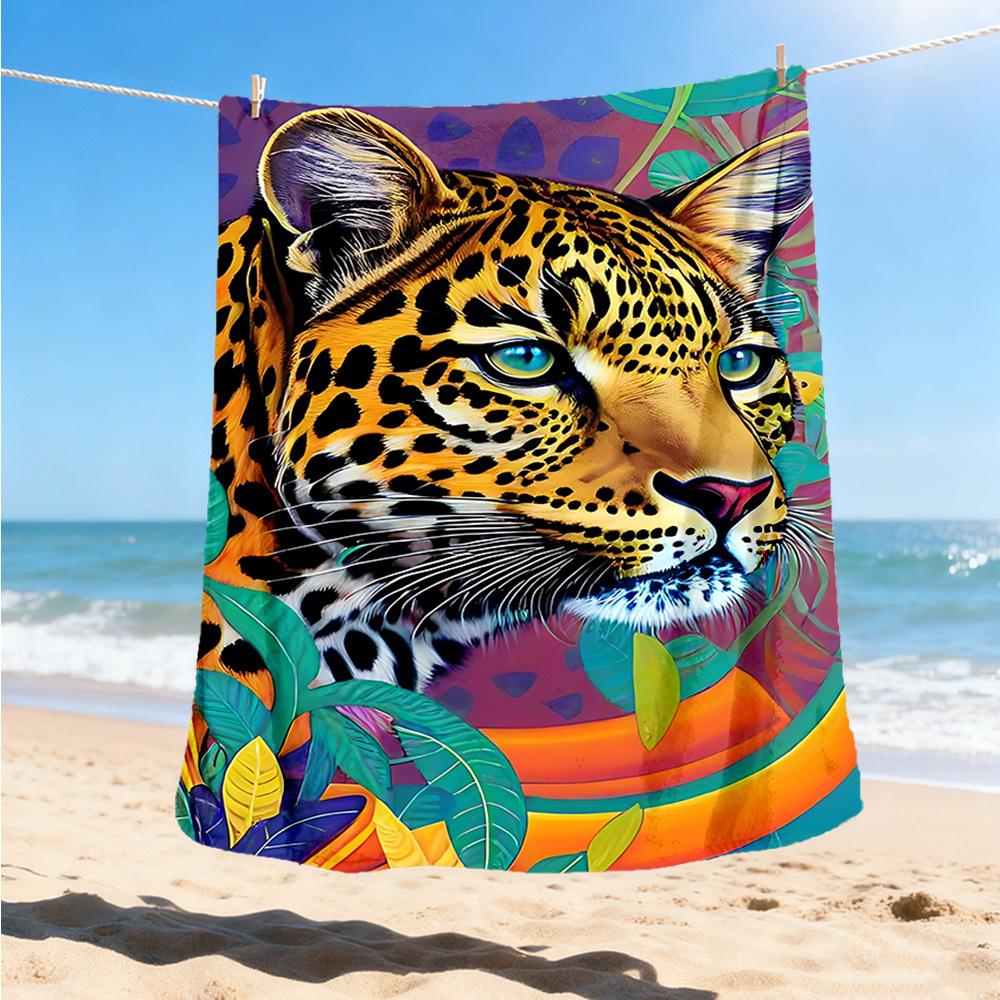 1pc Leopard Print Print Outdoor Blanket, Lightweight Polyester,