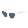 New Luxury Multi Color Gradient Cat Eye Women Sunglasses Personality Hollow Pearl Decoration Design Trendy Men Sun Glasses Uv400