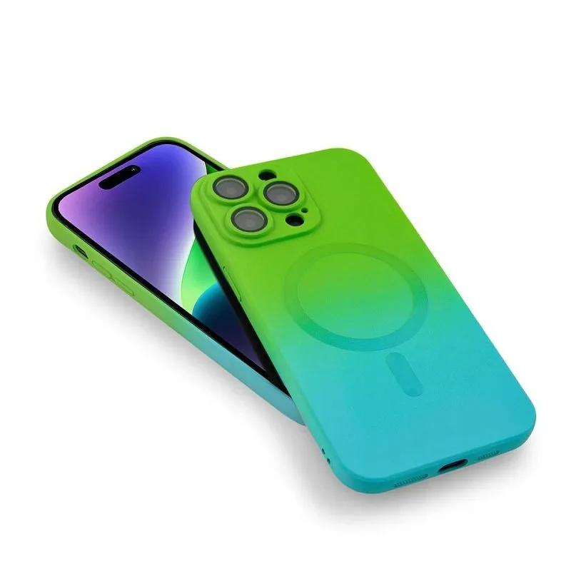 Case For Iphone 12 Pro Ombre Magsafe Reinforced Case Green Case + Glass