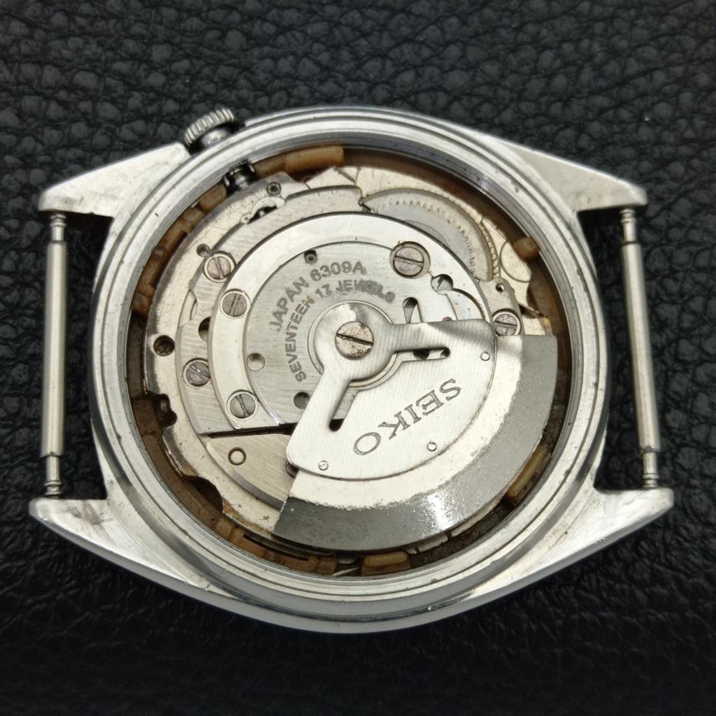 VINTAGE SEIKO 5 AUTOMATIC 6309A JAPAN MENS SILVER COLOR DIAL WATCH A701255-5 R206a-a701255