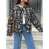 Женские длинные рукава O-образный вырез на пуговицах пальто повседневные леопардовый принт свободные куртки мода осень зима женская верхняя одежда