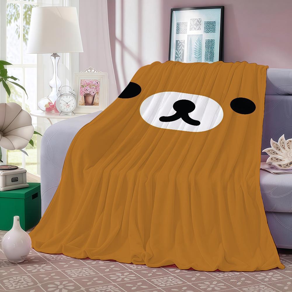 Мультяшное одеяло Rilakkuma Аниме Теплое и Мягкое Подходит для Спальни Гостиной Дивана Кровати Офиса Путешествий Кемпинга