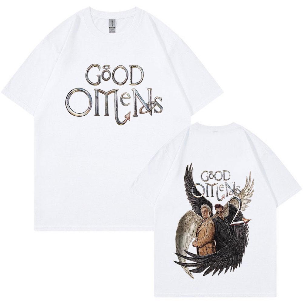 Винтажная графическая футболка Good Omens для мужчин, модная хлопковая футболка с коротким рукавом, унисекс, повседневная футболка оверсайз, уличная одежда Харадзюку