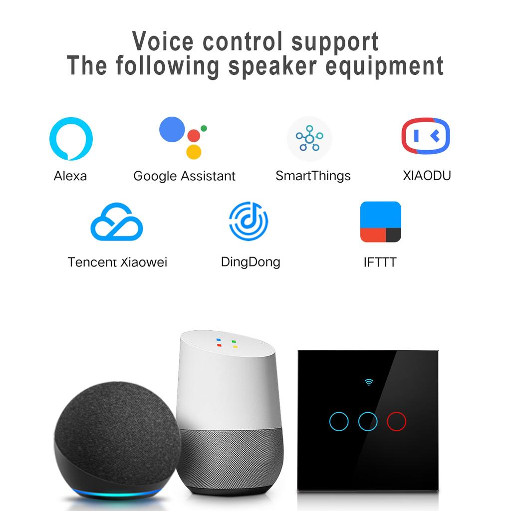 ЕС 220 В Tuya умный дом Wi-Fi сенсорный переключатель 1 2 3 Gang стеклянная панель настенные переключатели света Поддержка Alexa Google Home без нейтрального провода