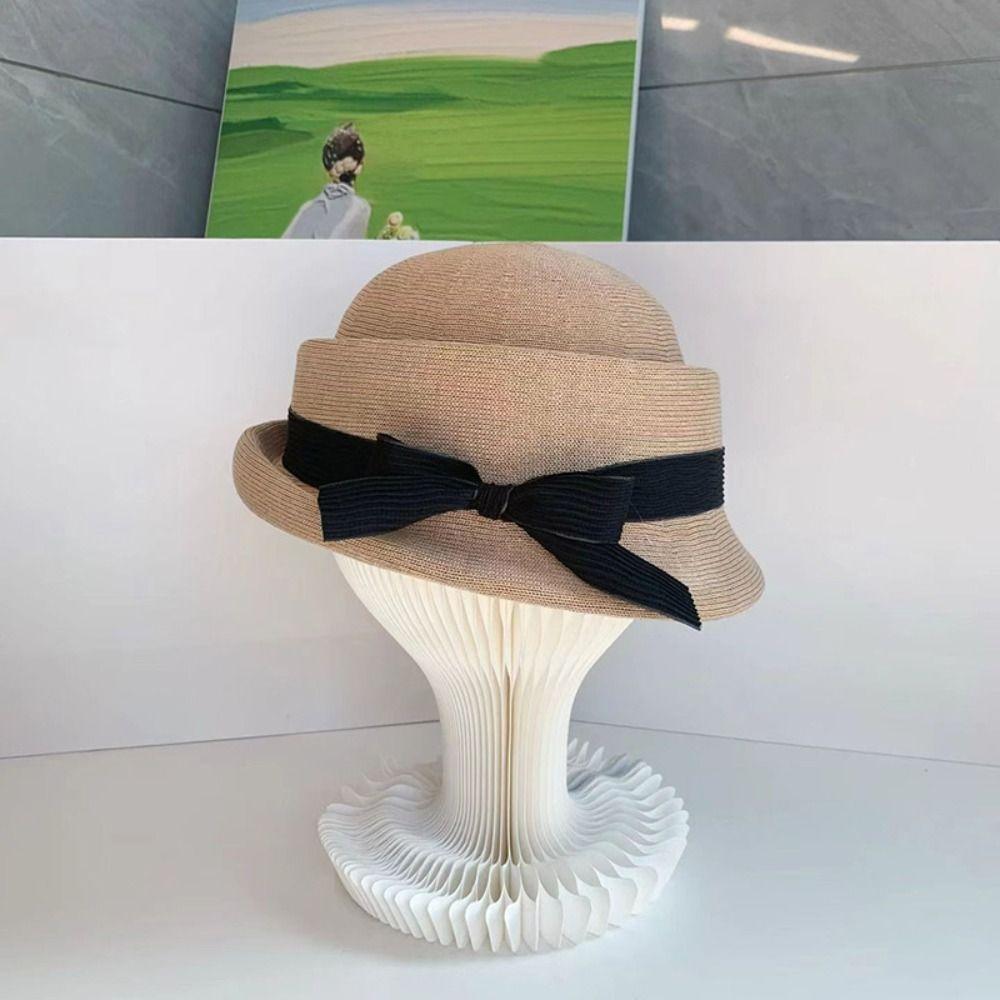 Weave Hepburn Style Formal Hat Knitted Women Bucket Hat Fashion Fisherman Hat Spring Summer