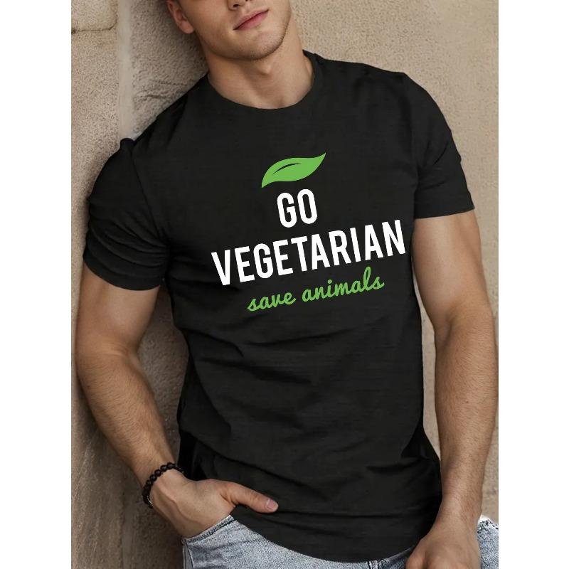 Европейские размеры Go Vegetarian Save Animals Мужская футболка с коротким рукавом - Легкая летняя повседневная футболка с геометрическим принтом