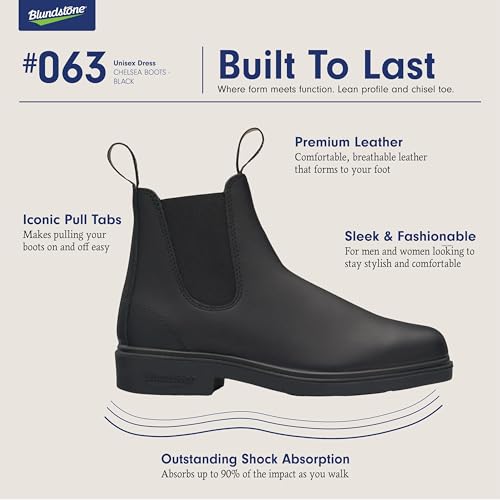 Ботинки челси Blundstone Unisex Dress Series 063 для мужчин и женщин, с широким клиновидным носком, мягкой подошвой и высококачественной кожей, черные, 9 шт., для мужчин из США