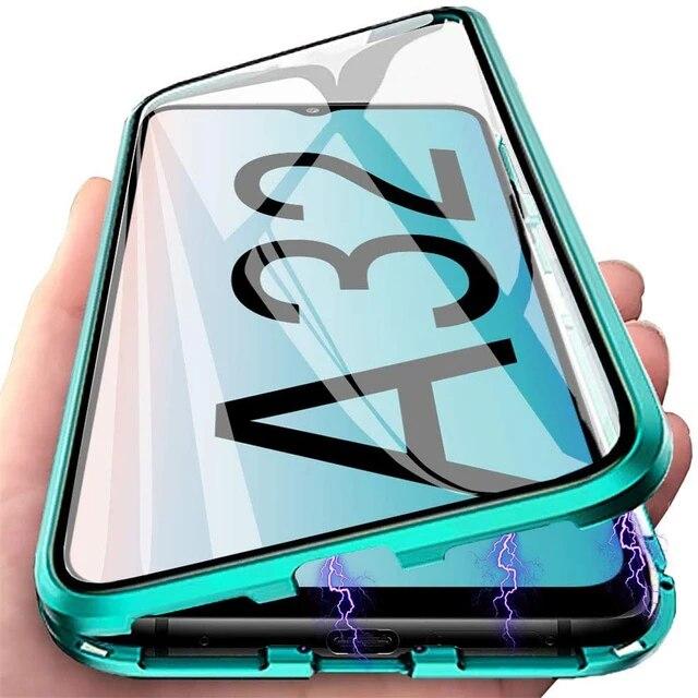 Металлический магнитный чехол для Samsung Galaxy S25 S24 Ultra S23 FE S21 S20 S22 A56 A36 A16 A26 A55 A52 A32 A54 Двусторонний стеклянный противоударный защитный чехол