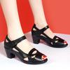 Medium Heel Thick Heel Fish Mouth Sandals Female Real Soft Leather 2025 Summer New Soft Sole Comfortable Hollow Fashion Mother Sandals