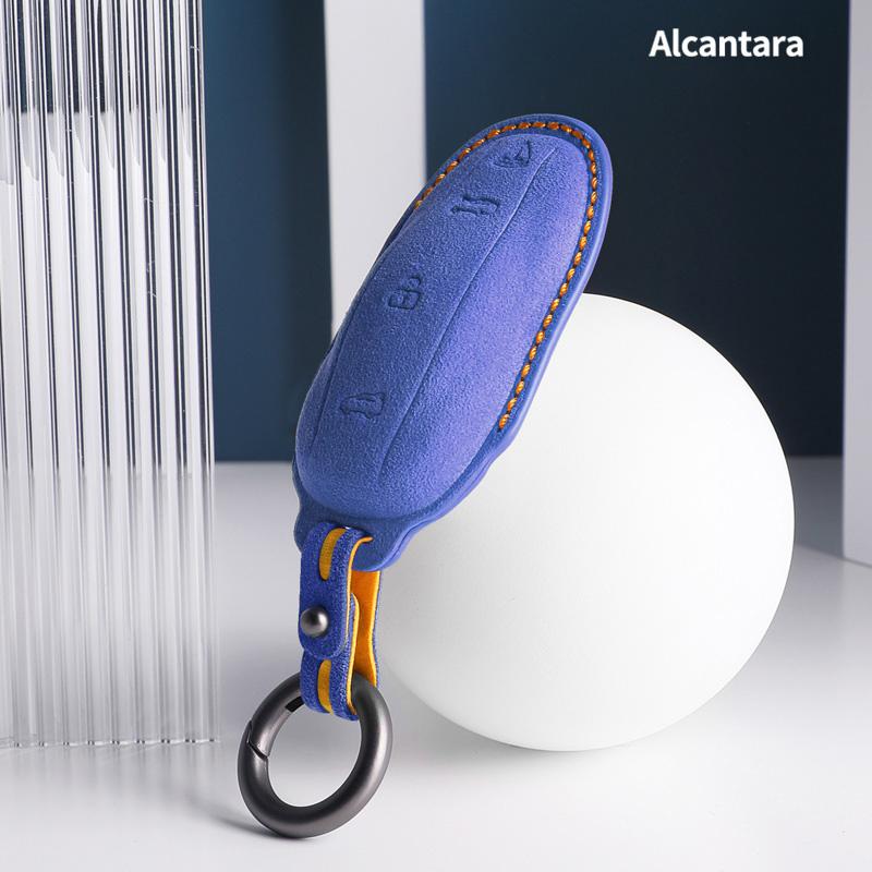 suede Car Smart Key Case Cover For Tesla Model 3 Model X S Model Y Bag Protector Fob Band Shell Holder Keychain Accessories