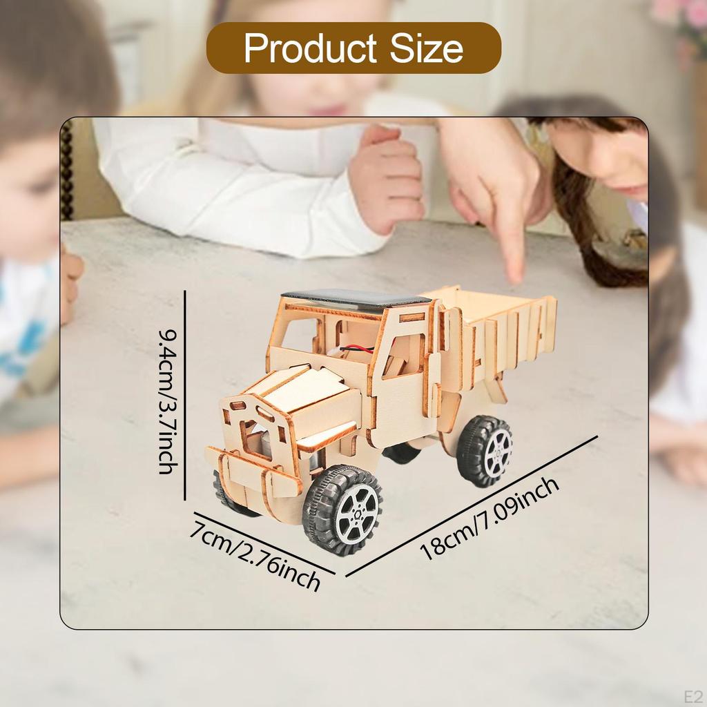Model Car Kit 3D Puzzle Wood Building Craft Science Experiment Solar Truck for Kids Ages 7-14