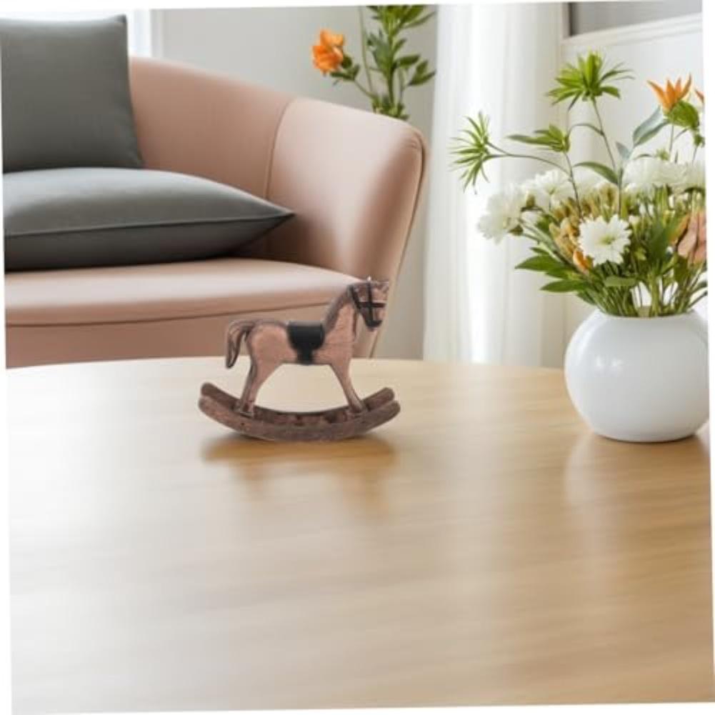 Nordic Home Accent Vintage Wooden Rocking Horse Easy Maintenance