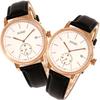 Pair Watch Classics Pair Watch Pair Couple 38mm Size Leather Belt Leather Band Black Pink Gold Ivory Dial [SOUE] Women's Men's