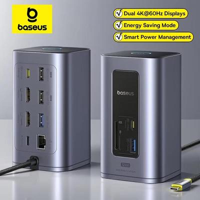 Baseus Док-станция USB Type-C сплиттер хаб штекер многоинтерфейсный конвертер подходит для компьютера MAC многоэкранный дисплей