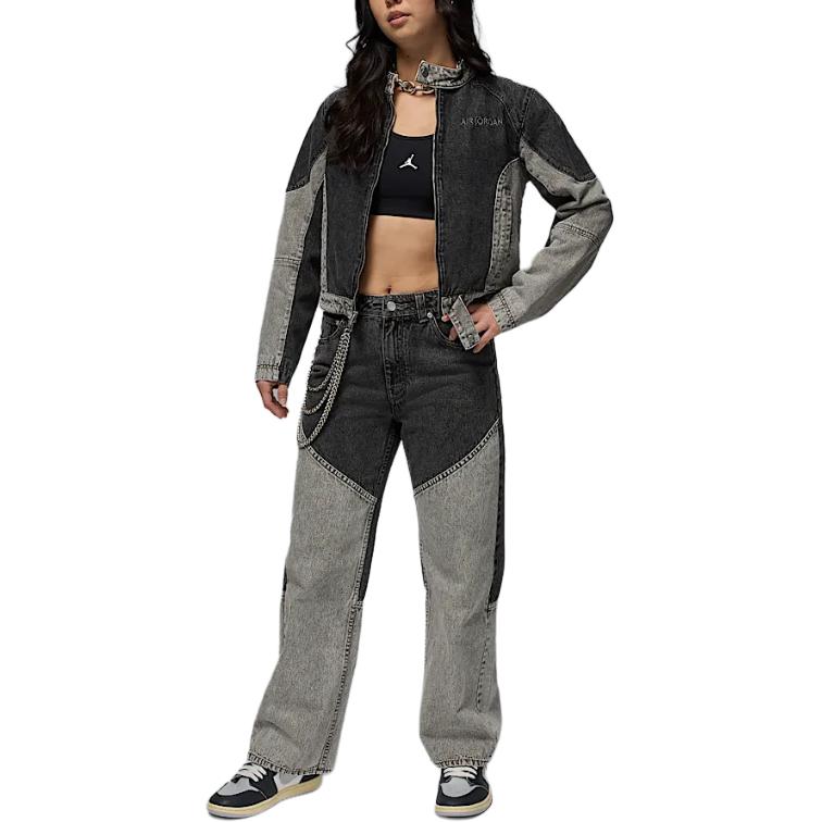 Jordan Куртка женская Air Soft Skin Fashion Stand Wool Jacket Black Teal-Grey Iron-Grey HF9426-010