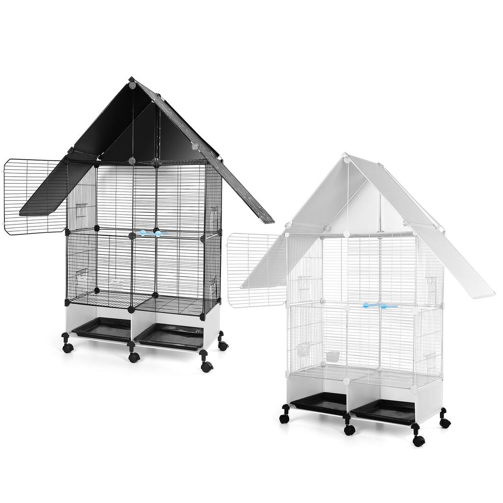 Bird Cage with Rolling Stand House Shape Bird Cage Large 2 Tier Bird Cage with Lock Bird Villa for Medium & Large Birds