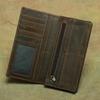Vintage Crazy Horse Leather Men's Bifold Wallet - Genuine Top-Grain Cowhide Long Wallet with Money Clip