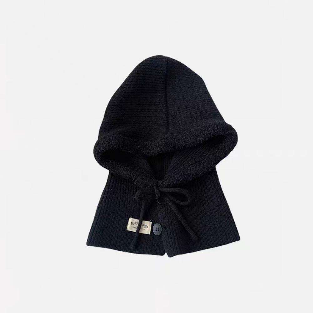 Solid Color Knitted Hooded Cap Wool Blend Knitted Hat Fashion Earflap Hat Outdoor