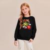 Kids' Fashion Loose-Fit Casual Long-Sleeve Christmas Print Oversized Crewneck Sweatshirt