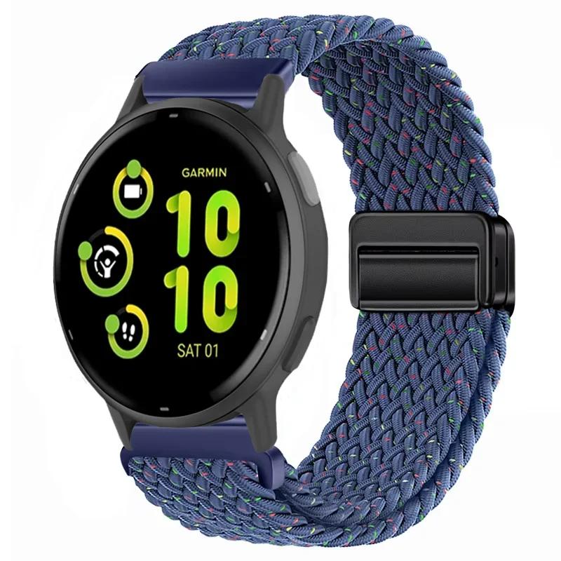Нейлоновый ремешок 20/22 мм для Garmin Forerunner 55 165 970 570 965 955/Venu 4 45 мм Магнитный ремешок Garmin Vivoactive 5 6/Vivomove Trend
