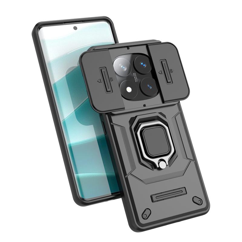 For Xiaomi Redmi Note 14 Pro Plus 5G Case Slide Camera Shockproof Armor Case For Redmi Note 14 Pro+ Magnetic Ring Stand Cover