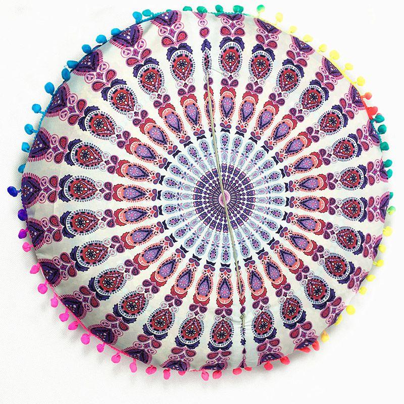 Роскошная круглая наволочка с мандалой для стильного богемного домашнего декора
