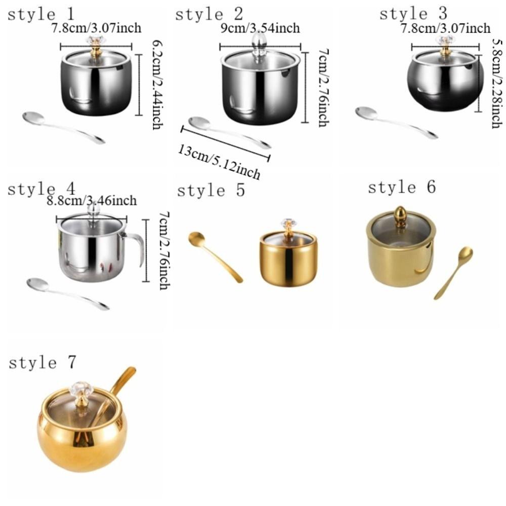 Wide-mouth Kitchen Condiment Pots with Soup Spoon Condiment Container Spice Jar Dining Table