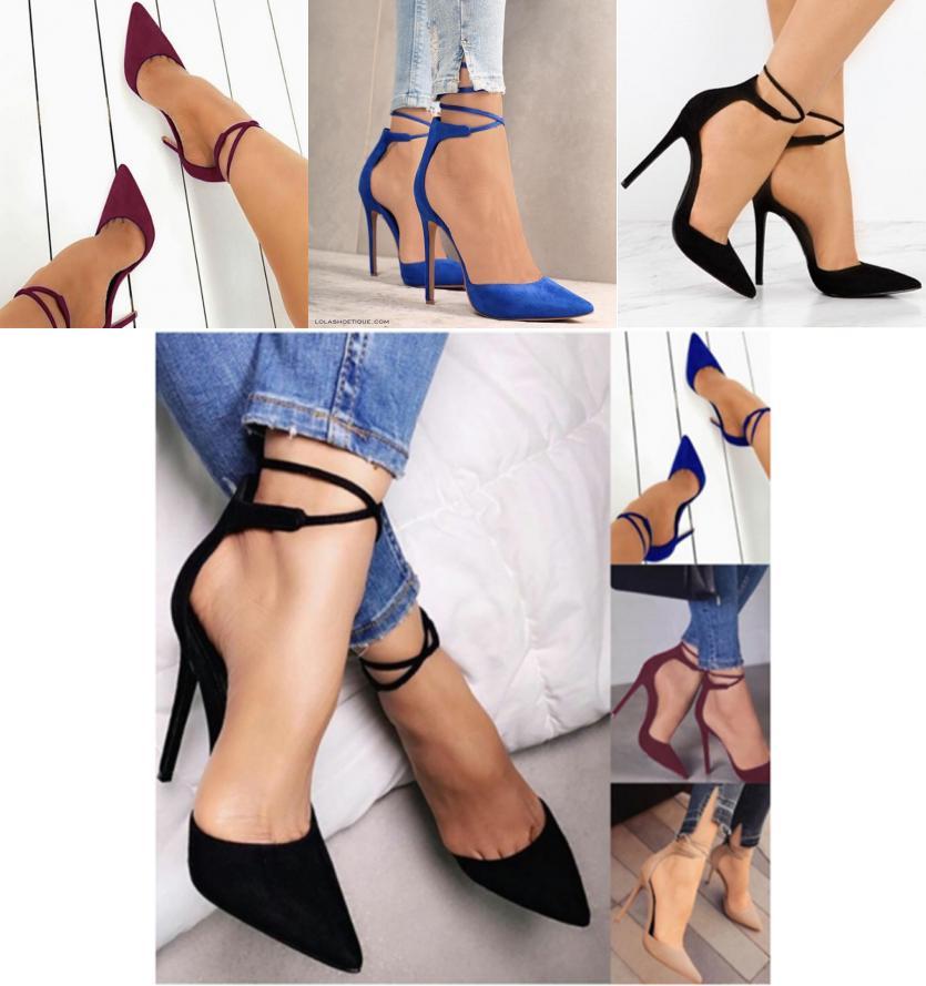 Chic Suede Pointed Shoes For Women With Sexy High Heels And Cross Bandage
