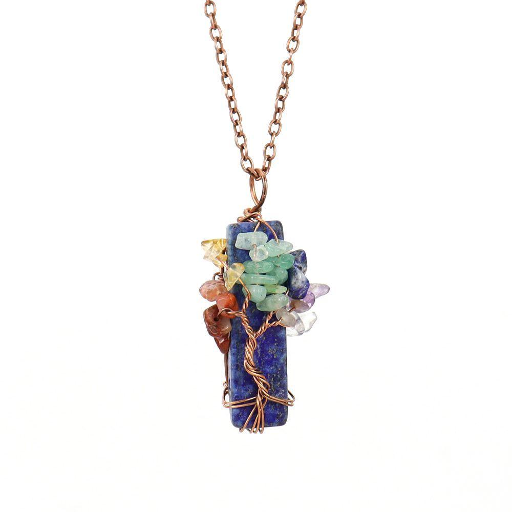 Tree Of Life Design Crystal Tree Of Life Irregular Crystal Crushed Stone Pendant  Gift For Women