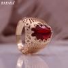 Rose Gold Color Micro-setting Process Red Color Artificial Zircon Ring