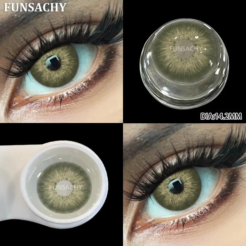 FUNSACHY 2 шт. Цветные контактные линзы для глаз Bueatiful Pupil Color Circle Lens Green Yearly Natural Color Contact Contacts Cosmetics