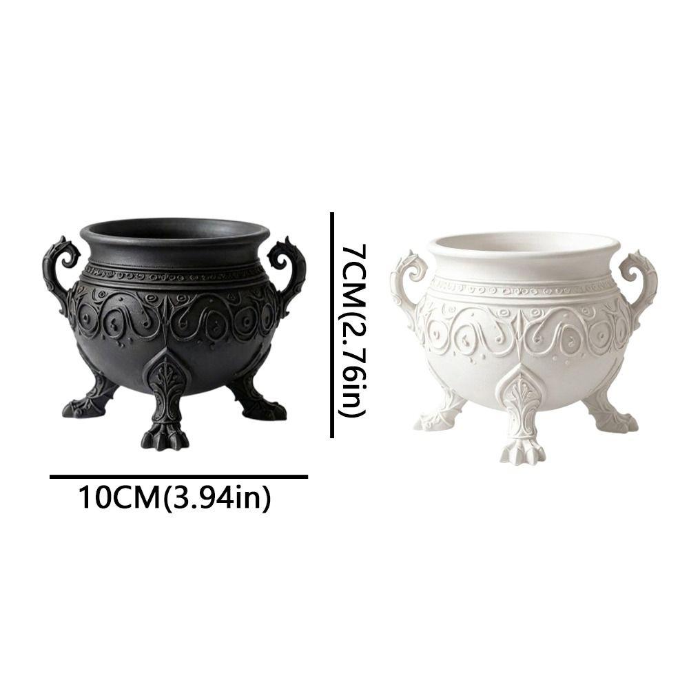 Dark Aesthetic Gothic Cauldron Planter Pot 3D Printed Desktop Plant Container Indoor Plants