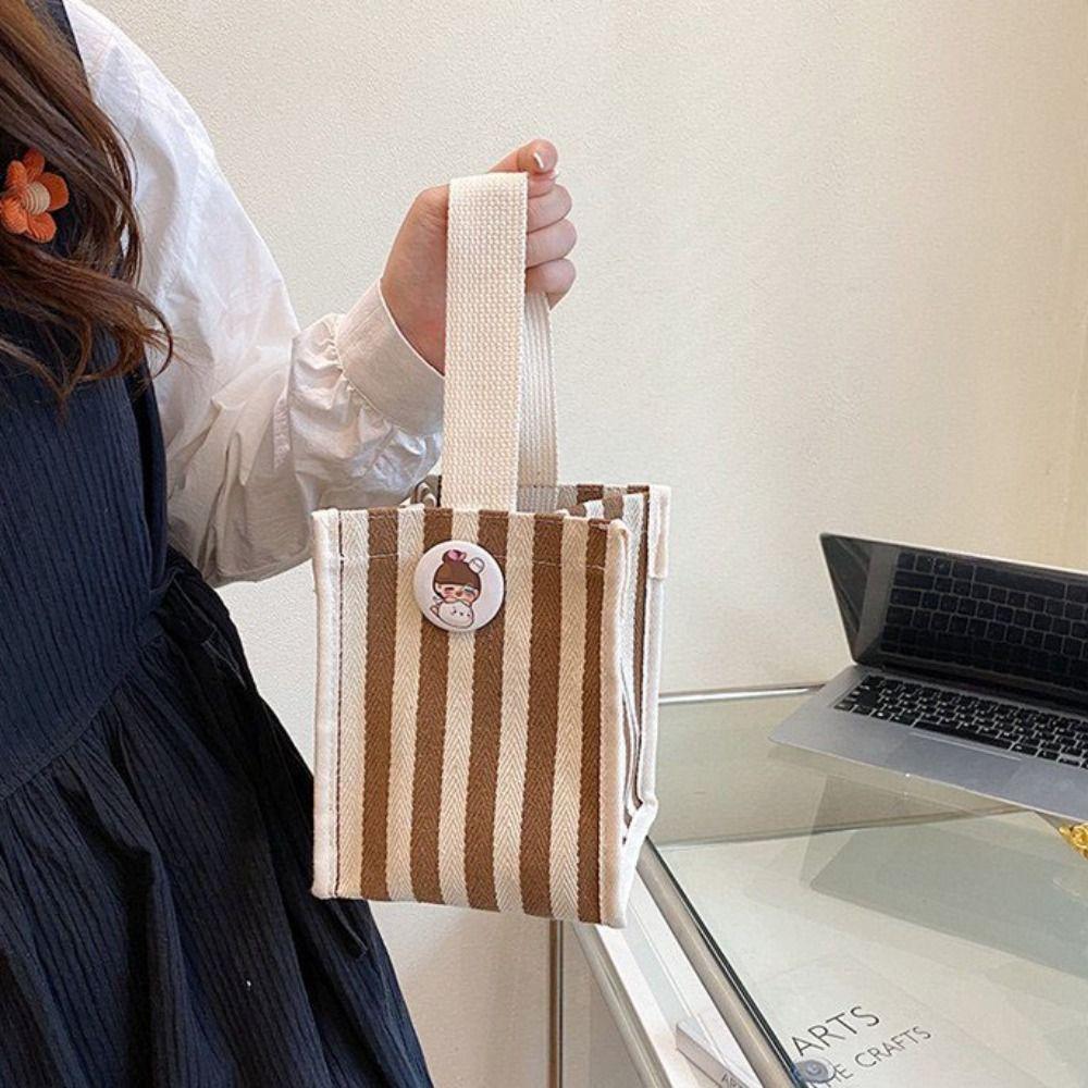 Striped Messenger Bag Cartoon Lunch Bag Fashion Hand Bags  Picnic