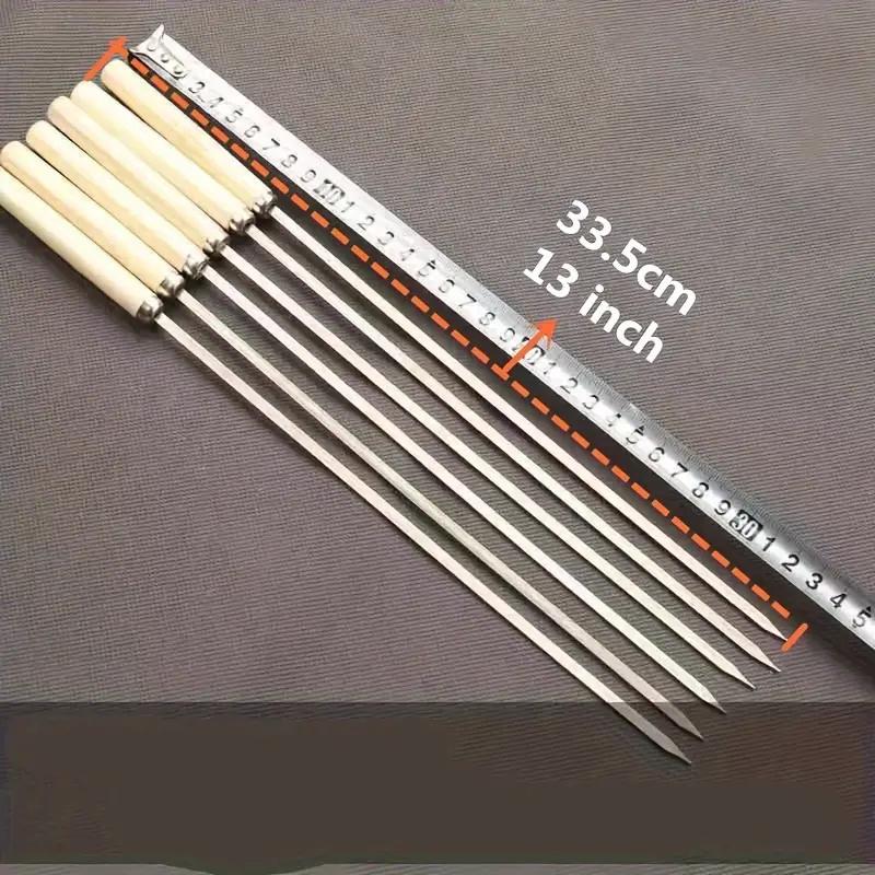 Деревянная вилка для барбекю из нержавеющей стали, игла для гриля на открытом воздухе, палка для гриля с длинной ручкой, шампуры для шашлыка, инструменты для кухни, гаджеты