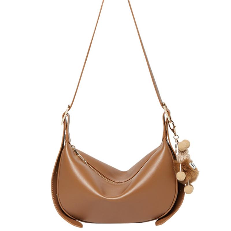 The First Layer of Cowhide High-grade Bag Female Fashion Shoulder Bag Spring Summer Skew Dumpling Bag