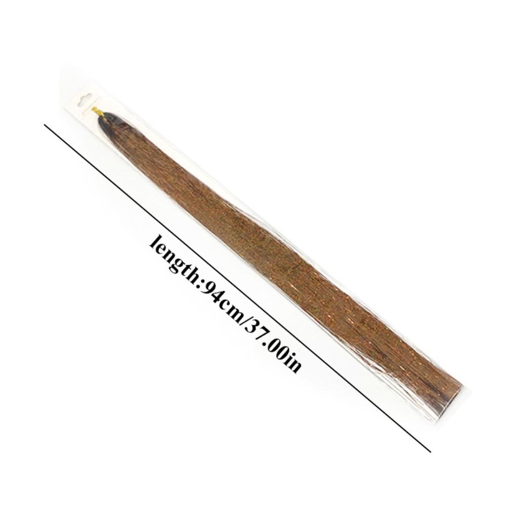 Блестящий шелковый парик с мишурой, праздничный головной убор, длинный прямой блестящий хвост, декор из блестящих полосок