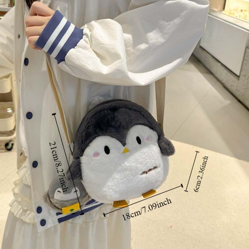 Korean Style Penguin Handbag Doll Funny Messenger Bag Travel Plush Crossbody Bag Outdoor
