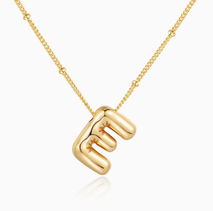 LT-12056 Stainless Steel 18K Gold Balloon Letter Necklace Silver Bubbles 26 English Alphabet Pendants Jewelry