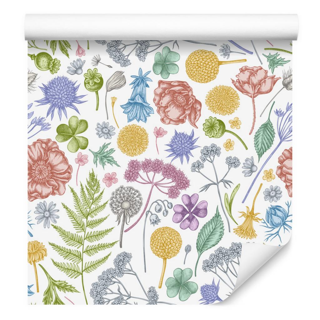 Meadow Flowers with Fern Wallpaper for Living Room and Bedroom 50x1000