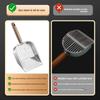 Stainless Steel Cat Litter Scoop Long Handled Hollow Design Pet Waste Picker Wooden Handle Easy Clean Litter Box Shovel