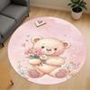 1PC Teddy bear Flowers Round Chair mat Area Rug - Non-Slip, Floor Mat for Office, Bedroom, home decor Christmas Gift c0528068