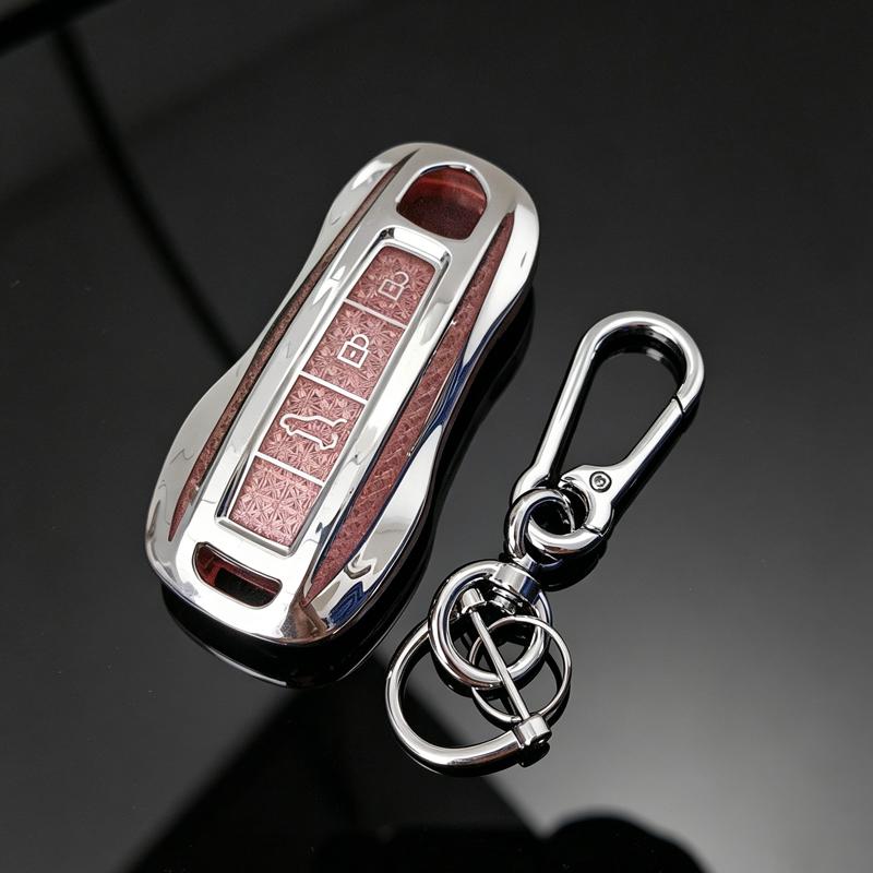 Diamond Style for Porsche Boxster Cayman Panamera Cayenne Macan 718/911 Taycan Remote Smart Car Key Case Cover Fob Bag Keychain